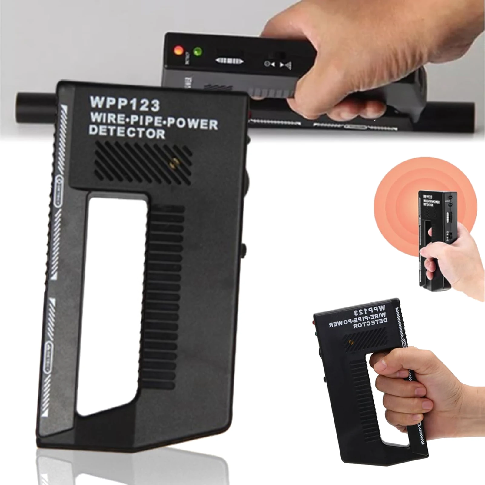 

WPP123 ABS Metal Detector High Sensitivity Black Wall Detector Non Slip Handle Grip Metal Security Scanner Wall Metal Detector