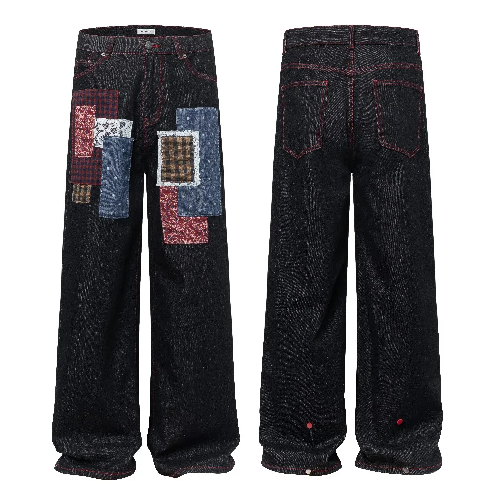 

Рваные лоскутные широкие брюки в стиле ретро в стиле ретро, мешковатые женские джинсы, брюки в стиле готики, брюки для женщин и девочек, уличная зимняя одежда