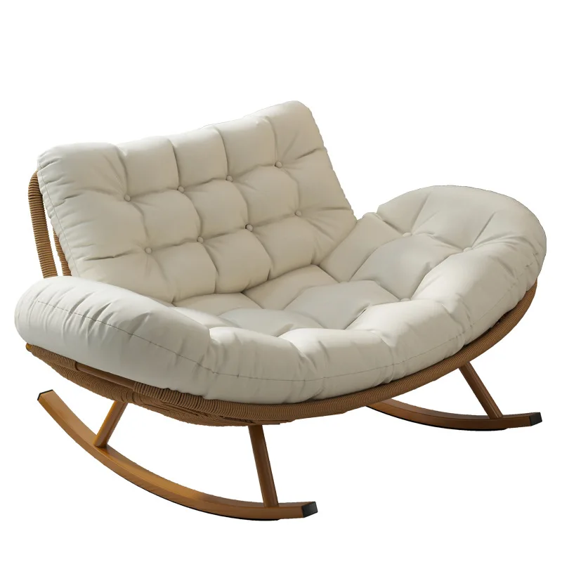 Shell double rocking chair, home adults can sleep, courtyard living room balcony rattan chair, outdoor leisure