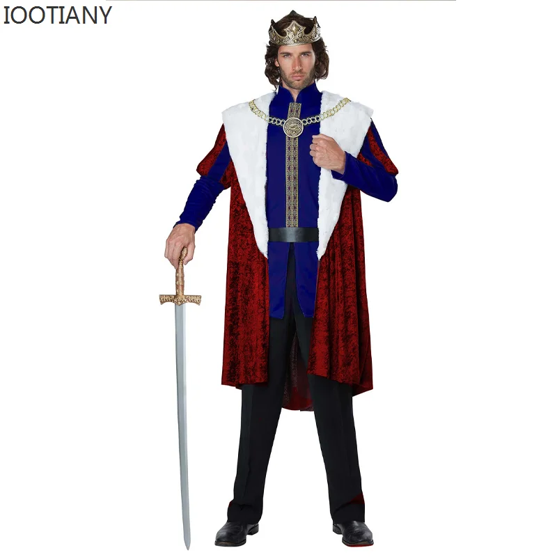 European And American Classical Red Medieval Court Adult King Queen Dress Royal Retro Renaissance Couple Dress Christmas Suit