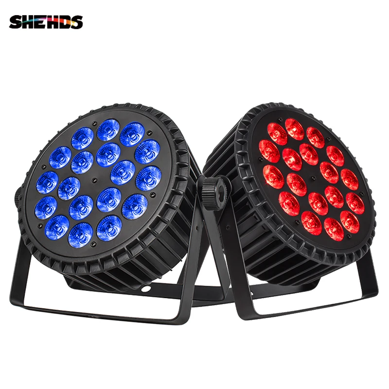 SHEHDS 2/4/6 Stück Aluminiumlegierung LED Flat Par 18x12W /18x18W RGBWA Licht UV Wireless DMX 512 für DJ Disco Party Kirche Theater