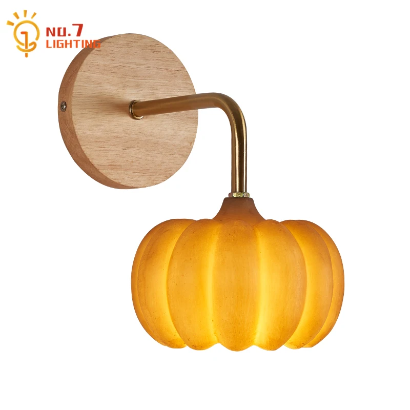 Japanese Bedroom Bedside Pumpkin Wall Lamp LED G9 Log Art Decorative Wall Mounted Homestay Restaurant Background Cafe Bar Salon