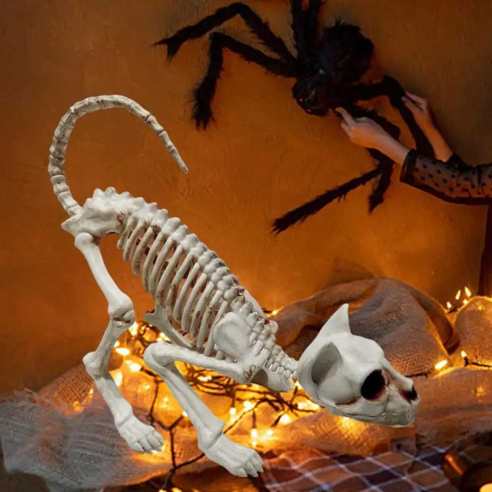 Halloween Skeleton Cat Realistic Looking Eco-friendly Enhance Atmosphere Skeleton Cat Decor for Party