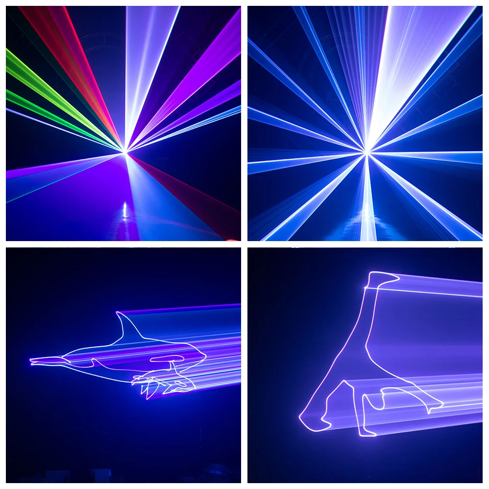 RGB Laser 1W 2W 3W 5W Animation Beam Effect Projector RJ45 DMX Interface ILDA Scanner Xmas Stage Lighting For Family Party Dj