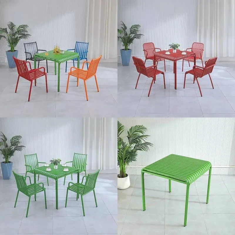 Modern Aluminum Outdoor Dining Table and Chair Set for Garden Patio Cafe Terrace Hotel Leisure