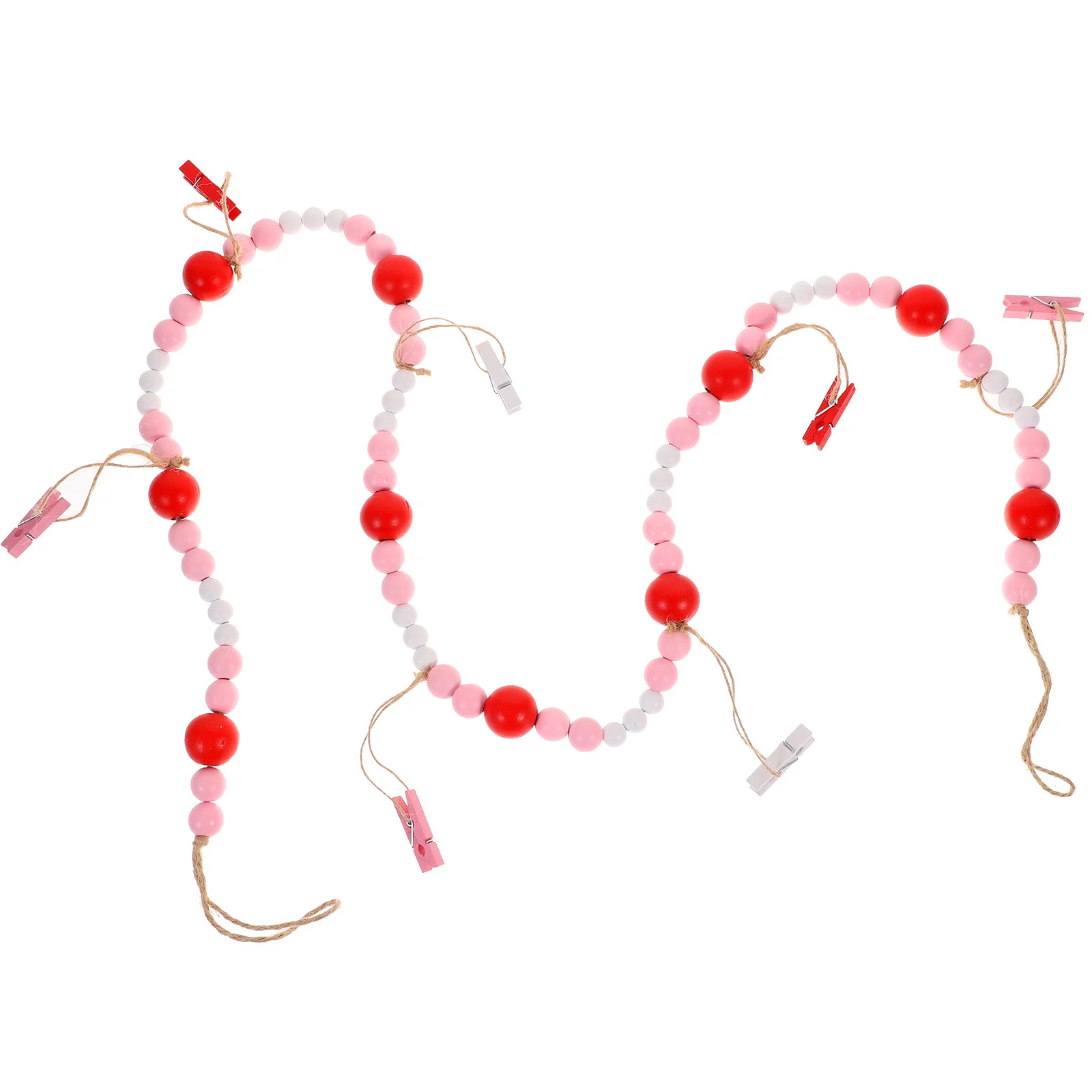 Wood Bead Photo Clip Garland Wall Hanger Rustic Wooden Beads Photo Holders Creative Decorative Bead String Clips for Home