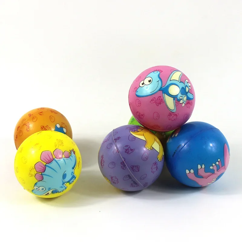 5pcs Funny Cartoon Dinosaur Bouncy Balls Dino Party Gifts Animals Jumping Solid Elastic Rubber Balls Happy Birthday Party Favors