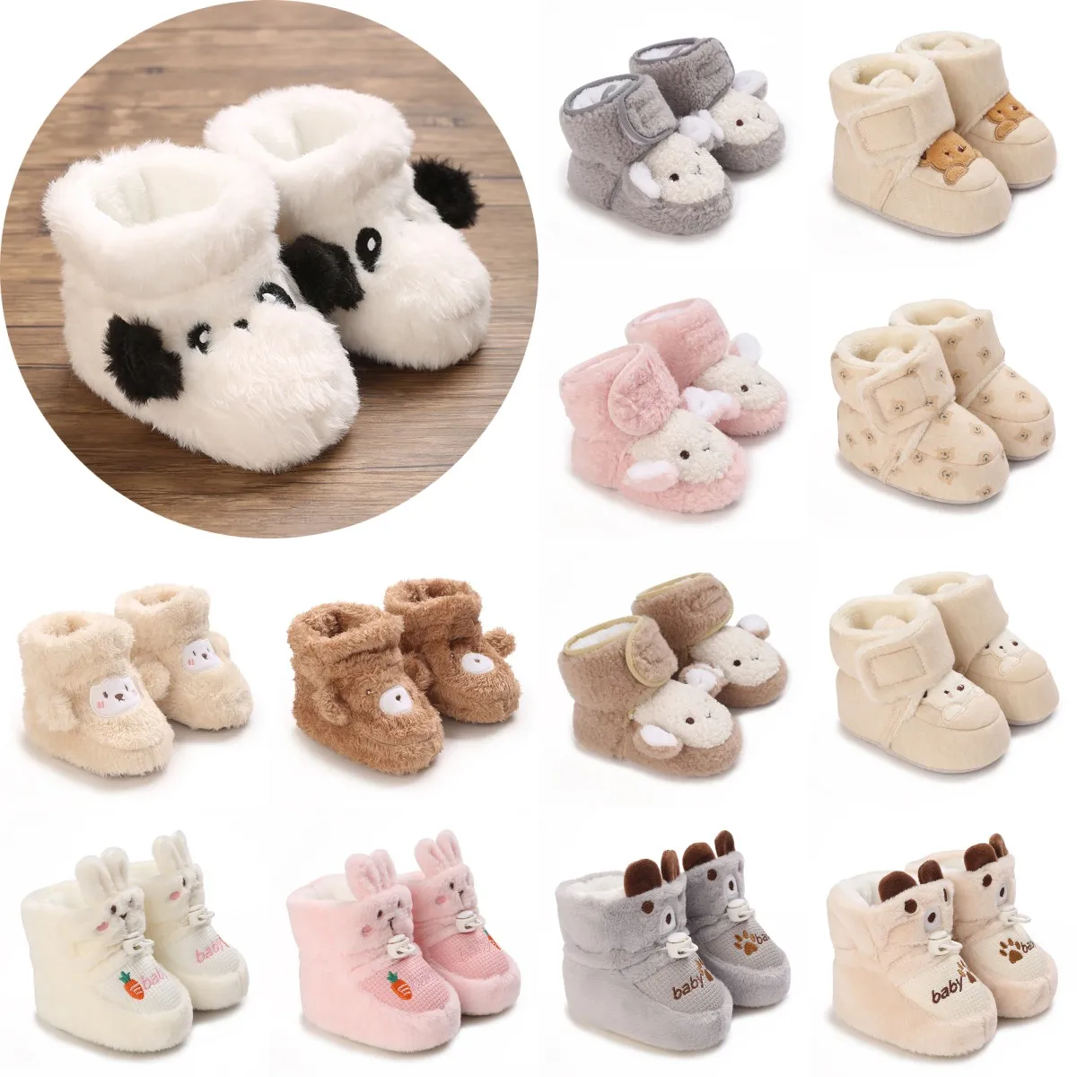 

Белая зимняя детская хлопковая обувь с героями мультфильмов, толстые плюшевые зимние ботинки, мягкая повседневная прогулочная обувь для детей 0–18 месяцев, удобная обувь для малышей