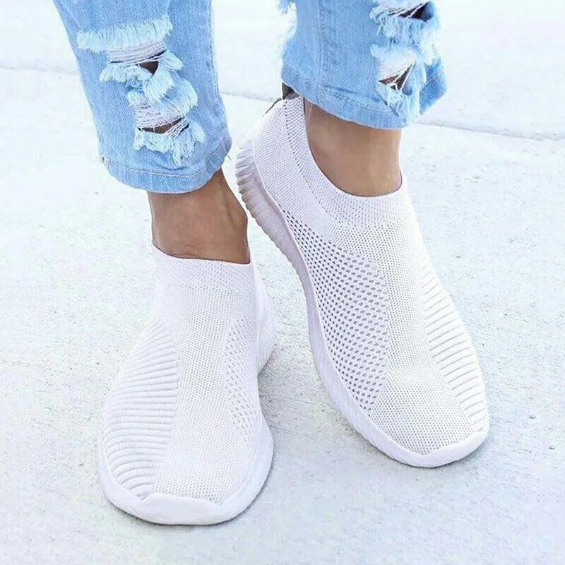 Casual Shoes Fashion 2024 New Sneakers For Women Solid Color Trainers Women Sneakers Slip On Sock Women Shoes Ladies Flat Shoes