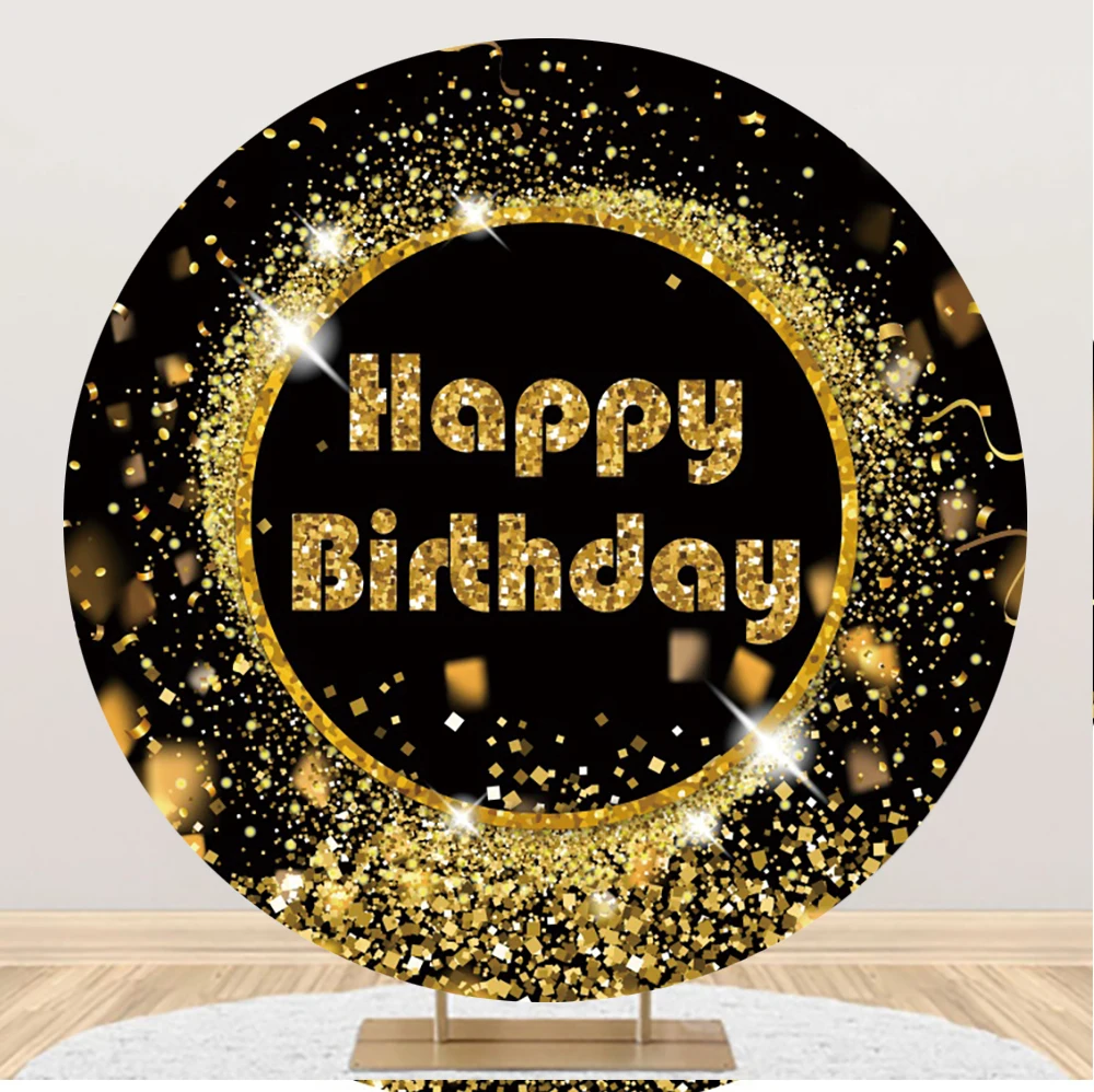 Round Happy Birthday Backdrop Photography Baby Shower Adult Party Decor Photo Photographic Circle Background Photo Studio Prop