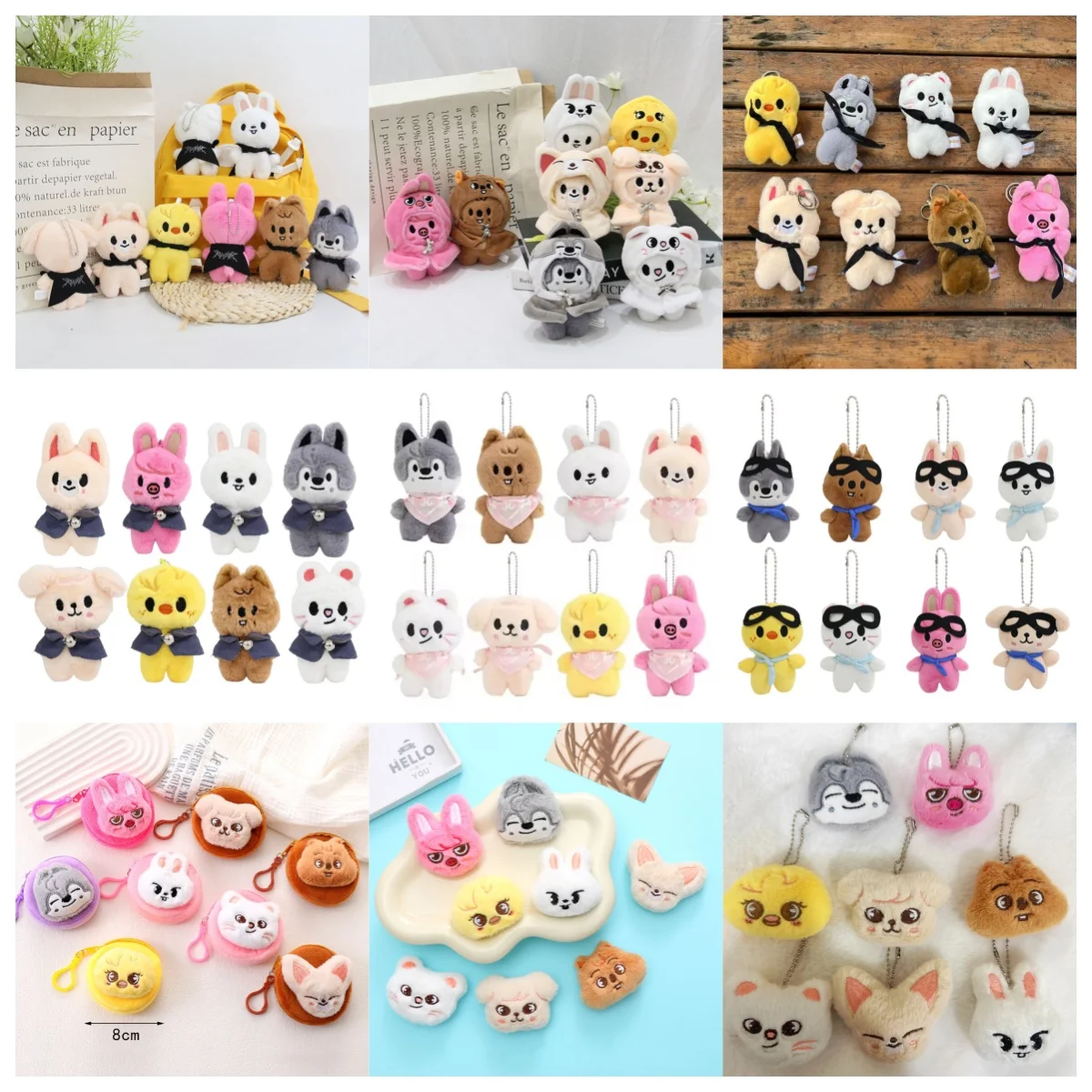 

Набор плюшевых игрушек Stray Kids, 8 шт., плюшевый брелок, кулон, декоративный подарок, кукла SKZOO, Рождественский подарок