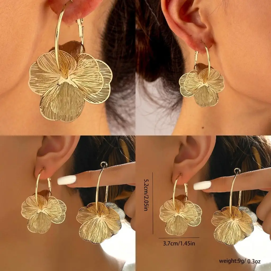 

X4ya Стильные негабаритные цветы серьги элегантные сплавные аксессуары идеальный подарок