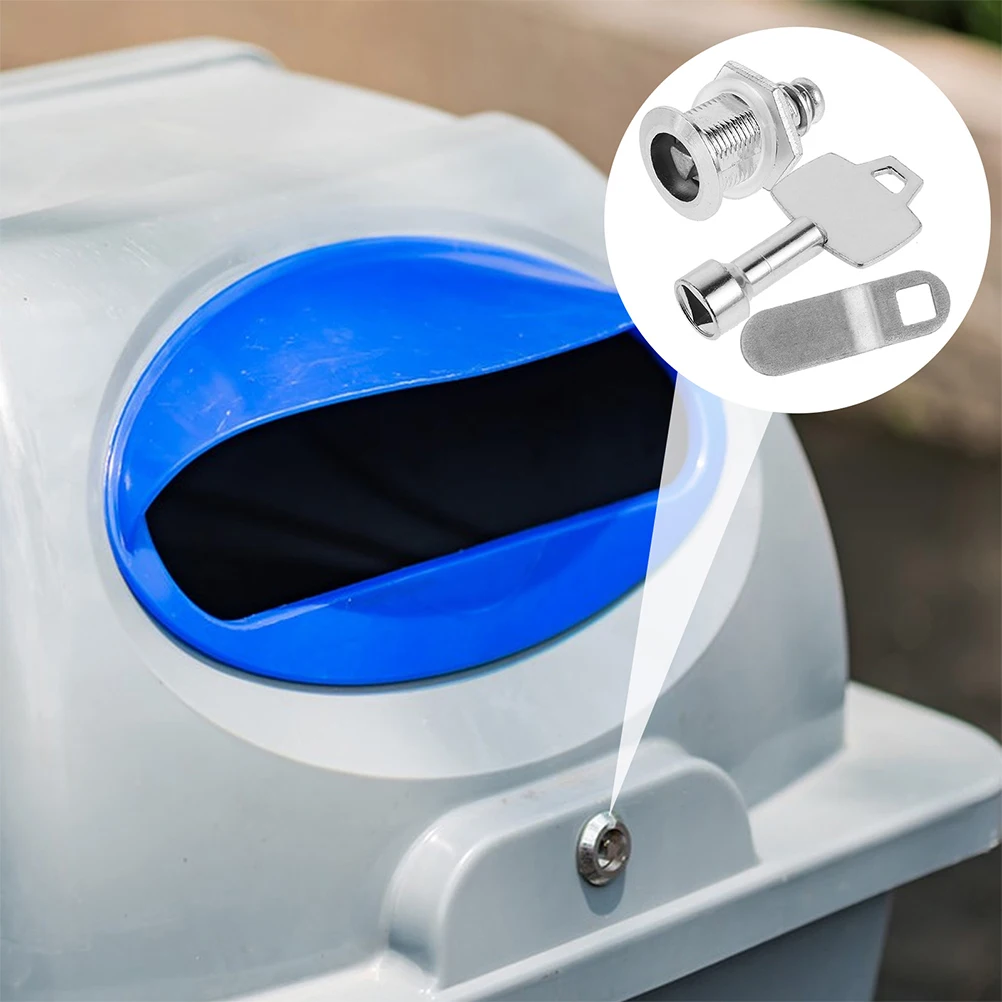 3pcs Garbage Can Lock Triangular Slot Key for Outdoor Waste Bin Supplies Stainless Steel Trashcan