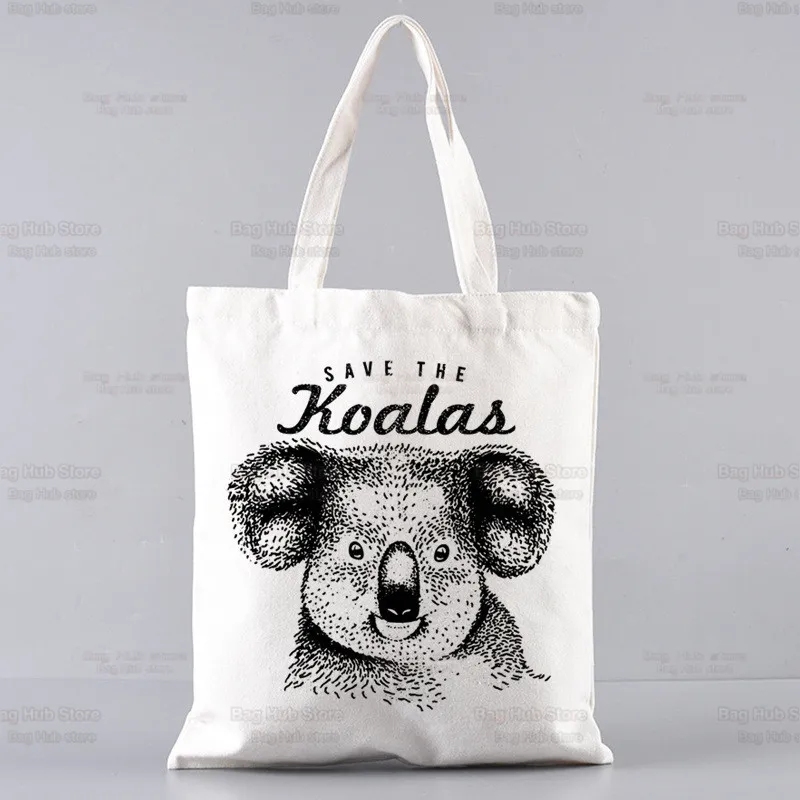 Koala Be My Eucalyptus Tree Canvas Simple Cartoon Print Cute Animal Shopping Bags Girls Fashion Life Casual Pacakge Hand Bag