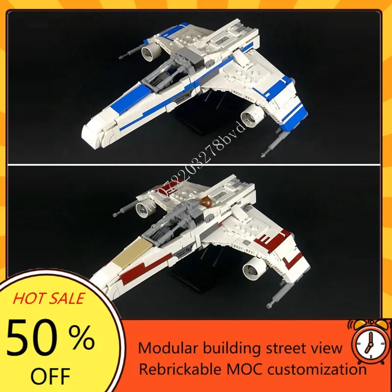 

E-Wing Starfighter-Minifig масштабная модель космическая война военная MOC космический корабль боевая модель на заказ пазлы DIY сборная модель игрушка в подарок