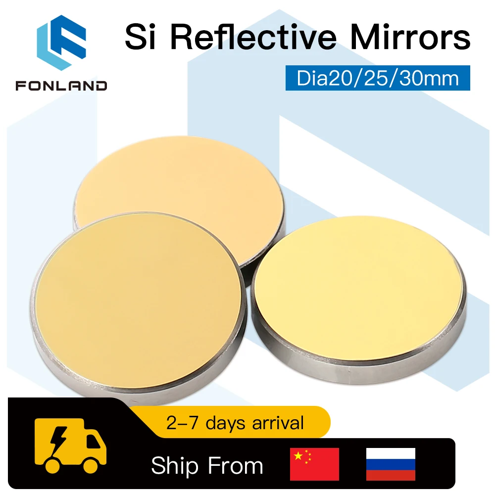 Fonland Co2 Laser si mo Espelhos Refletivos para Gravador a Laser Lentes Refletoras de Silicone Banhadas a Ouro Dia. 19 20 25 30 381 mm