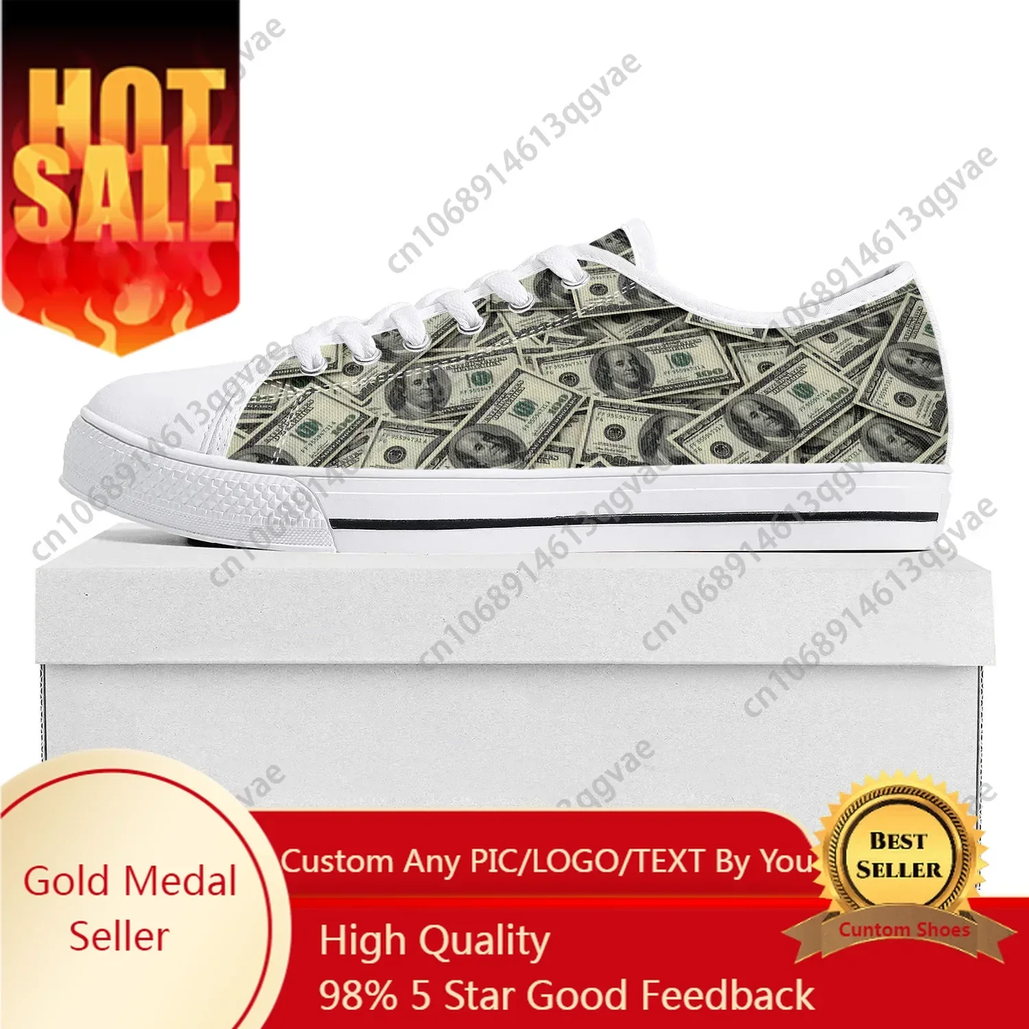 

Dollar Printed Low Top High Quality Sneakers Mens Womens Teenager Canvas Sneaker Prode Casual Couple Shoes Custom Shoe White