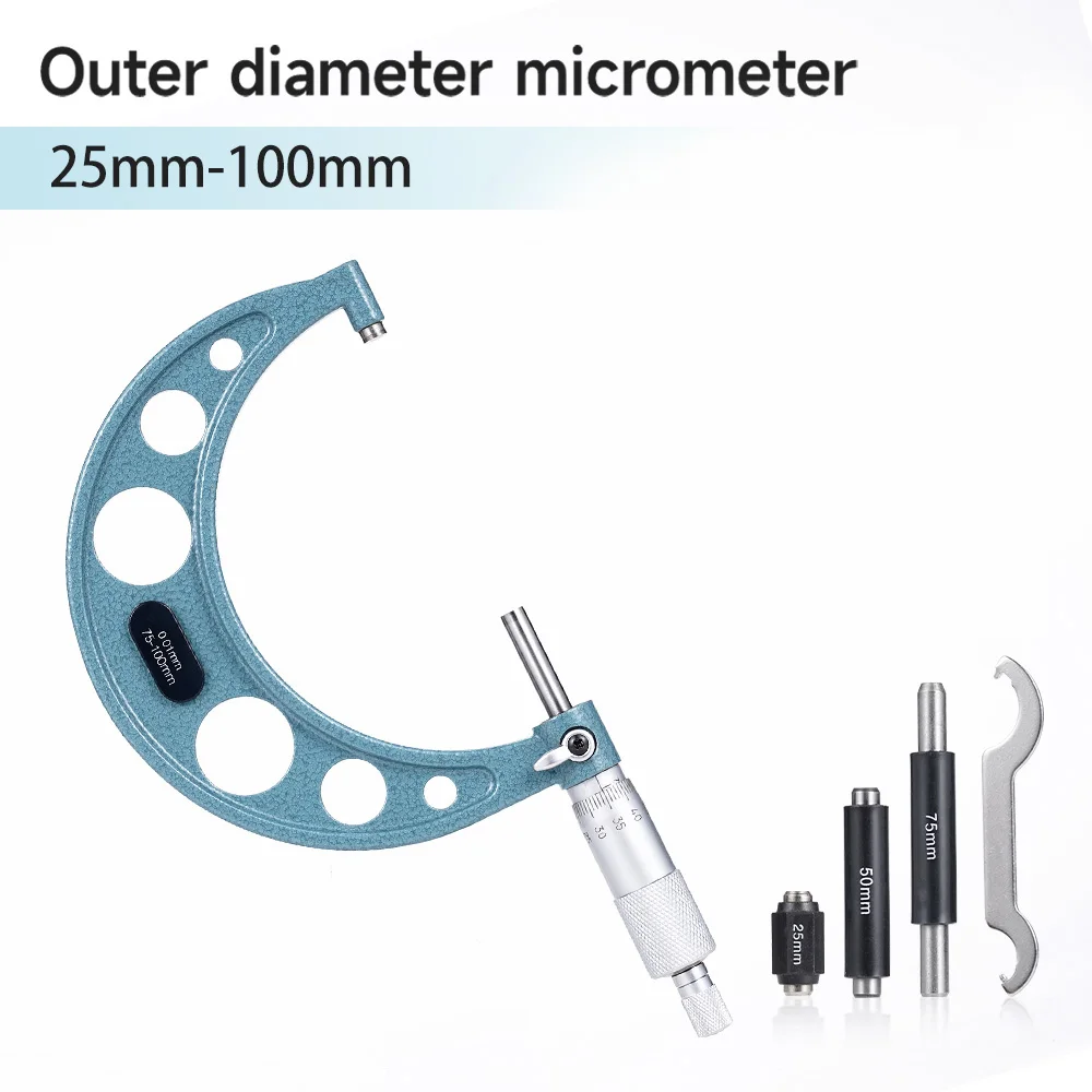 4-teiliges Außenmikrometer-Set, Werkzeug für Maschinisten, 0-4" 0-100mm, 4 Präzisionsmikrometer mit 0,01mm Genauigkeit, Hartmetall-Mikrometer-Set, Messwerkzeuge – Detail 11
