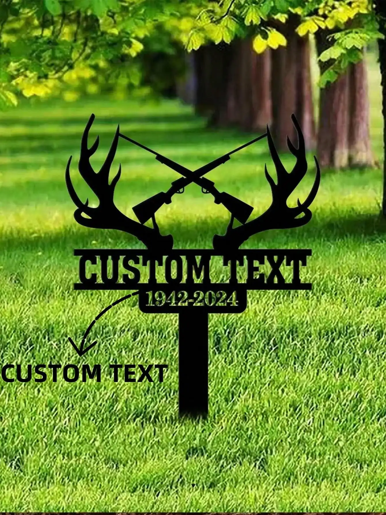 

Metal Memorial Stake Hunter Sign Custom Grave Garden Decor