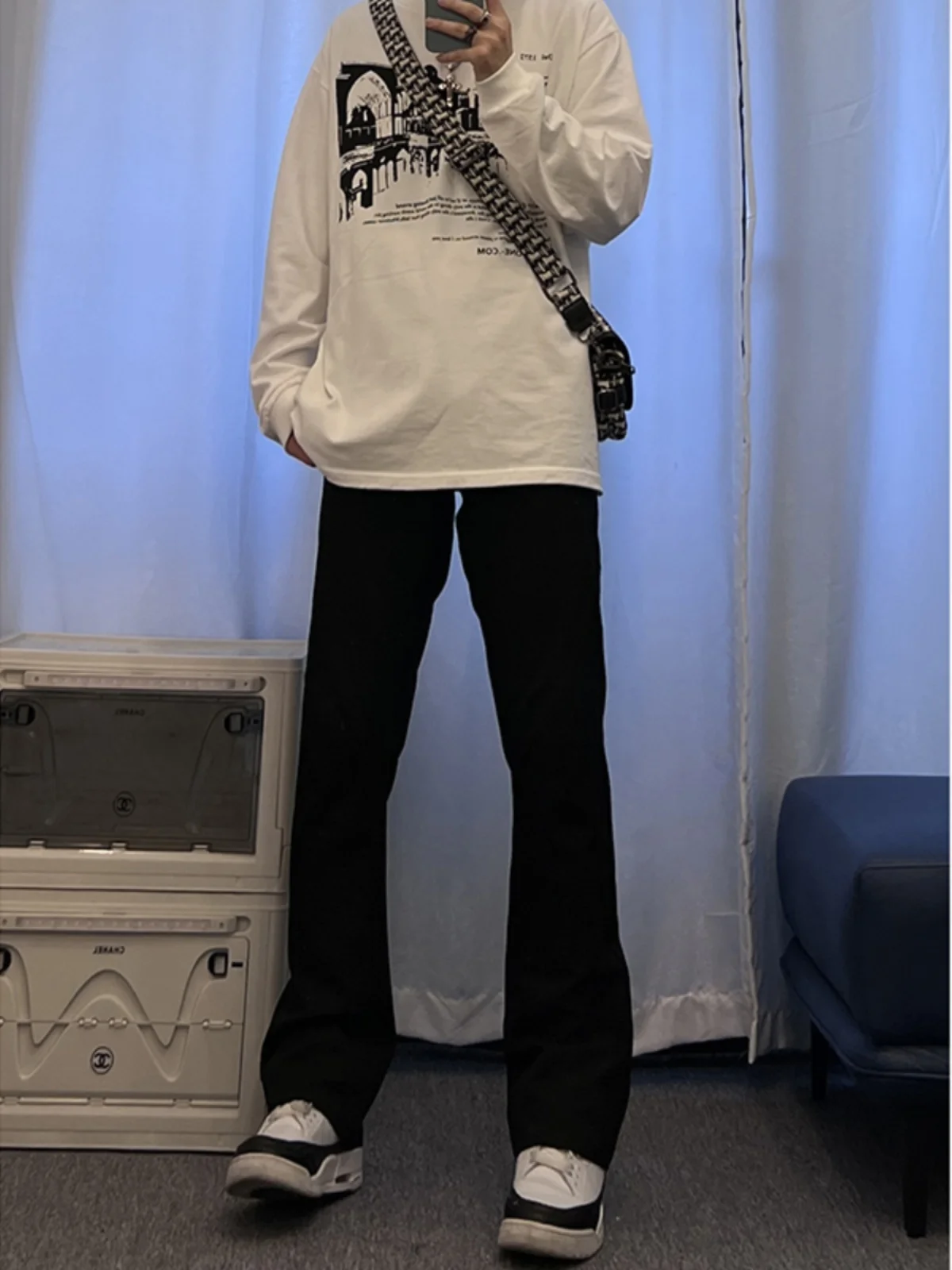 

Bla Bell Bot Straight Leg Men's Jeans High Street Clean Fit Slimming Tall Appearances Faionable Youth Autumn Jeans
