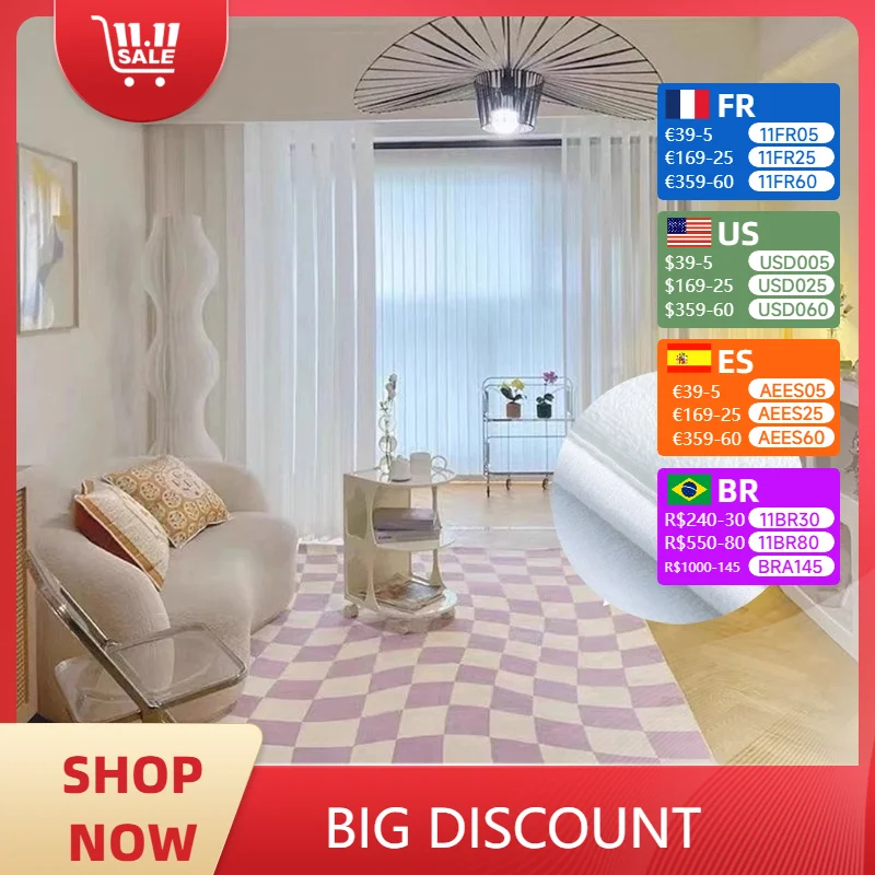 Large Area Bedroom Purple Chessboard Carpet Plaid Colorful Soft Bedside Rugs British Cloakroom Living Room Mats Ковер Tapis 러그