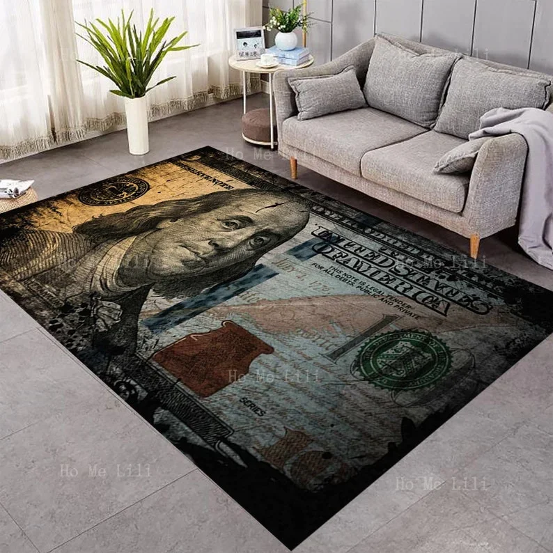 Franklin Portrait Money Dollar Rug Home Decor Living Room Custom Carpet