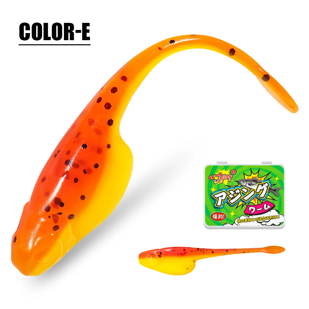 Palissander Crappie Minnow Shad Zacht Aas 5 cm Ajing Worm Vissen Lokken Wilgenstaart TPR Drijvende Drop Shot Ocean Rock Visgerei