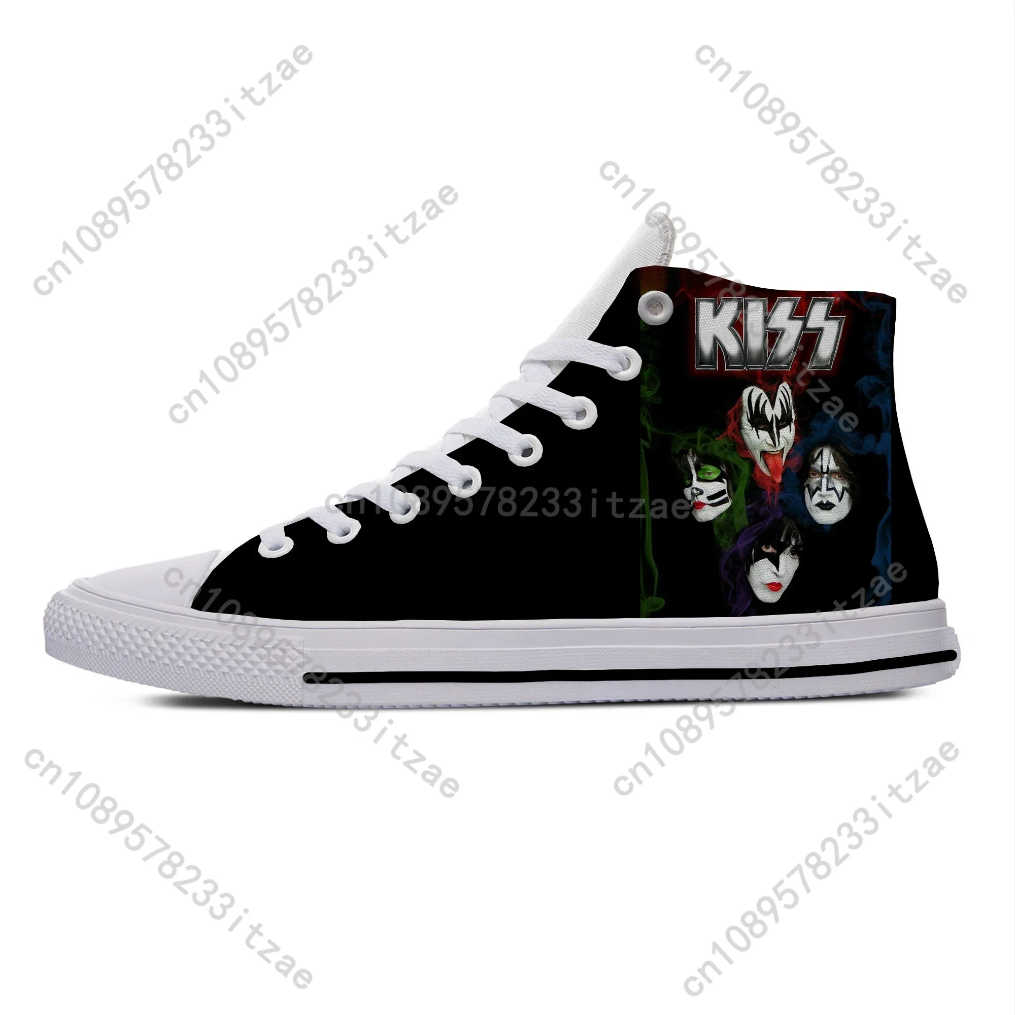 Hete Zomer Rock Band Heavy Metal Kiss Cool Classic Fashion Casual Doek Schoenen Hoge Top Heren Dames Sneakers Zomer Board Schoenen