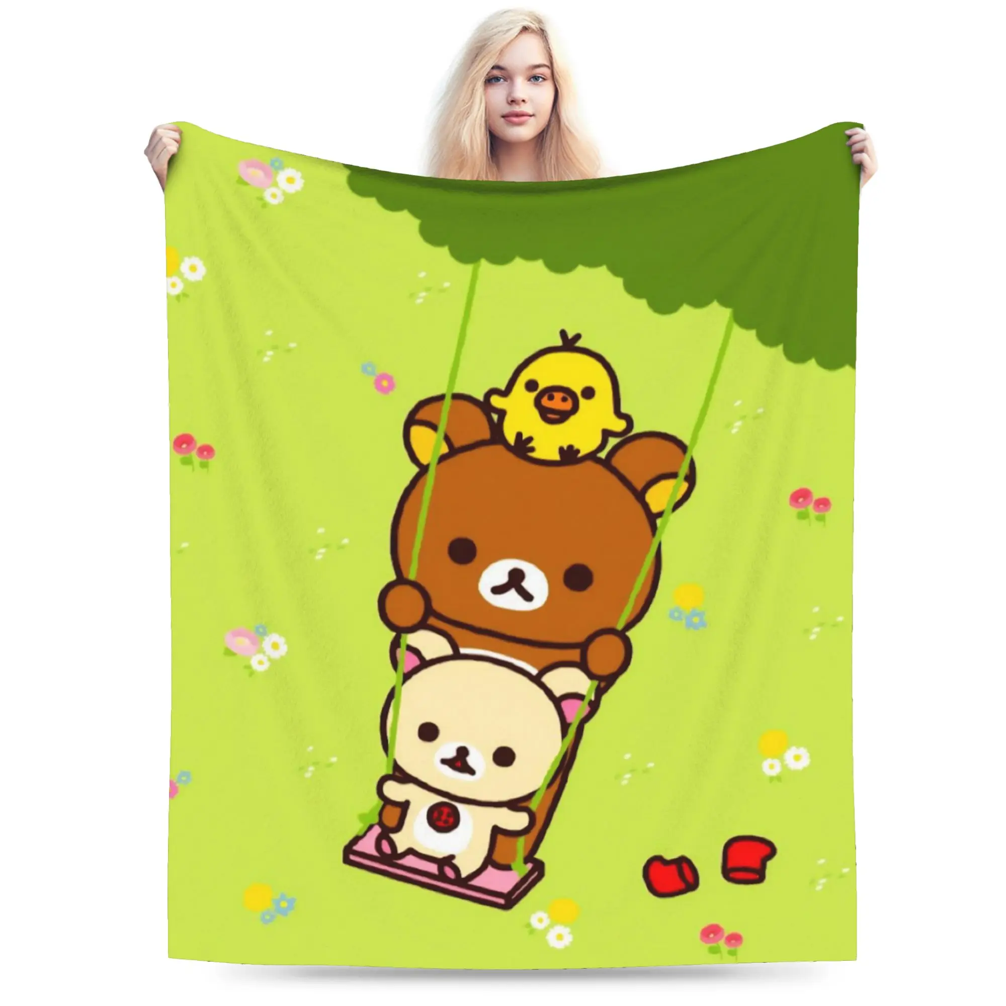 R-Rilakkumas Cartoo Printed Blanket For Men Women Ultra Soft  Throw Blankets for Sofa 50x60 Inches Multiple Sizes