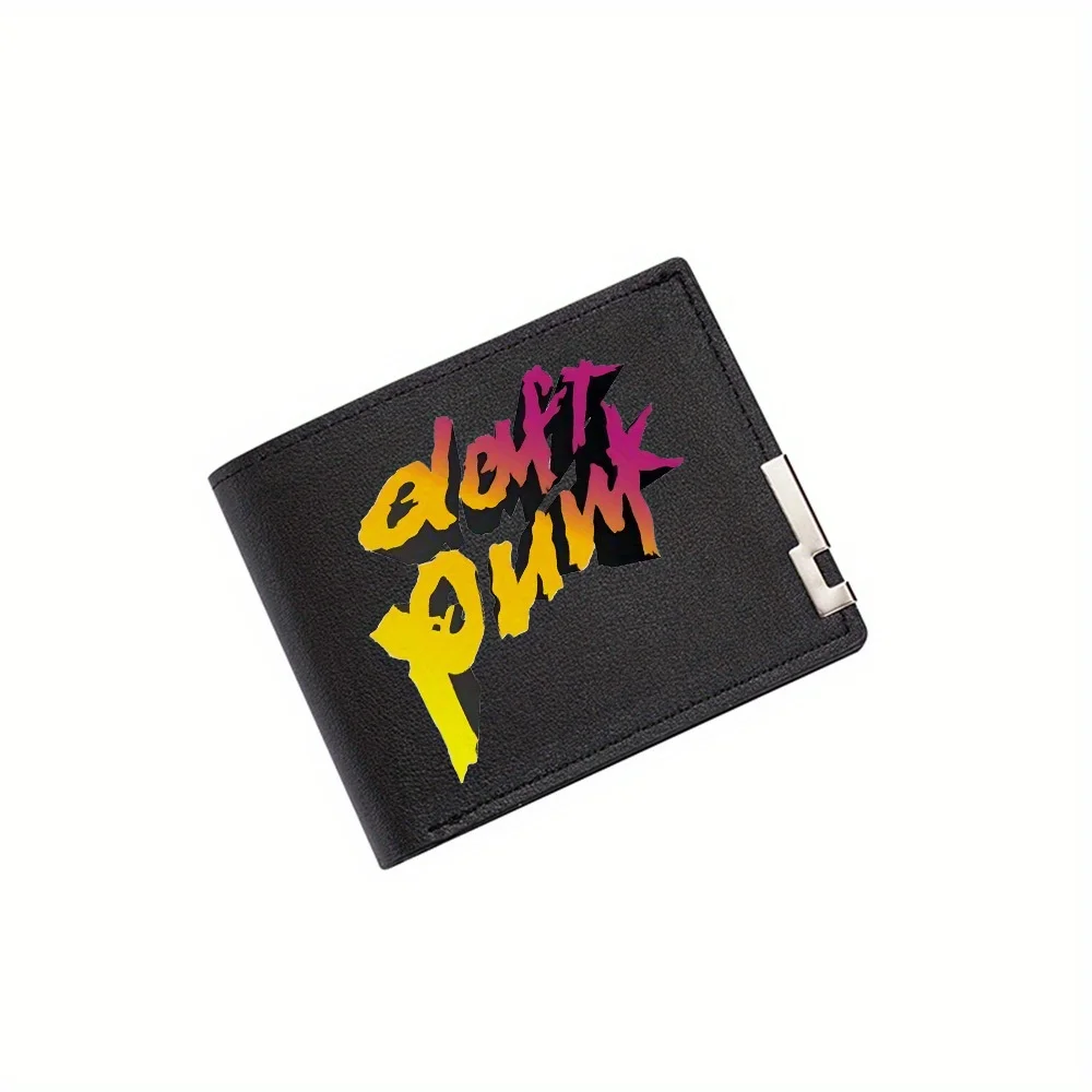 

Логотип Daft Punk, черный фон, мужской кошелек с принтом, простой современный стильный деловой рождественский любовник отца и бойфренда