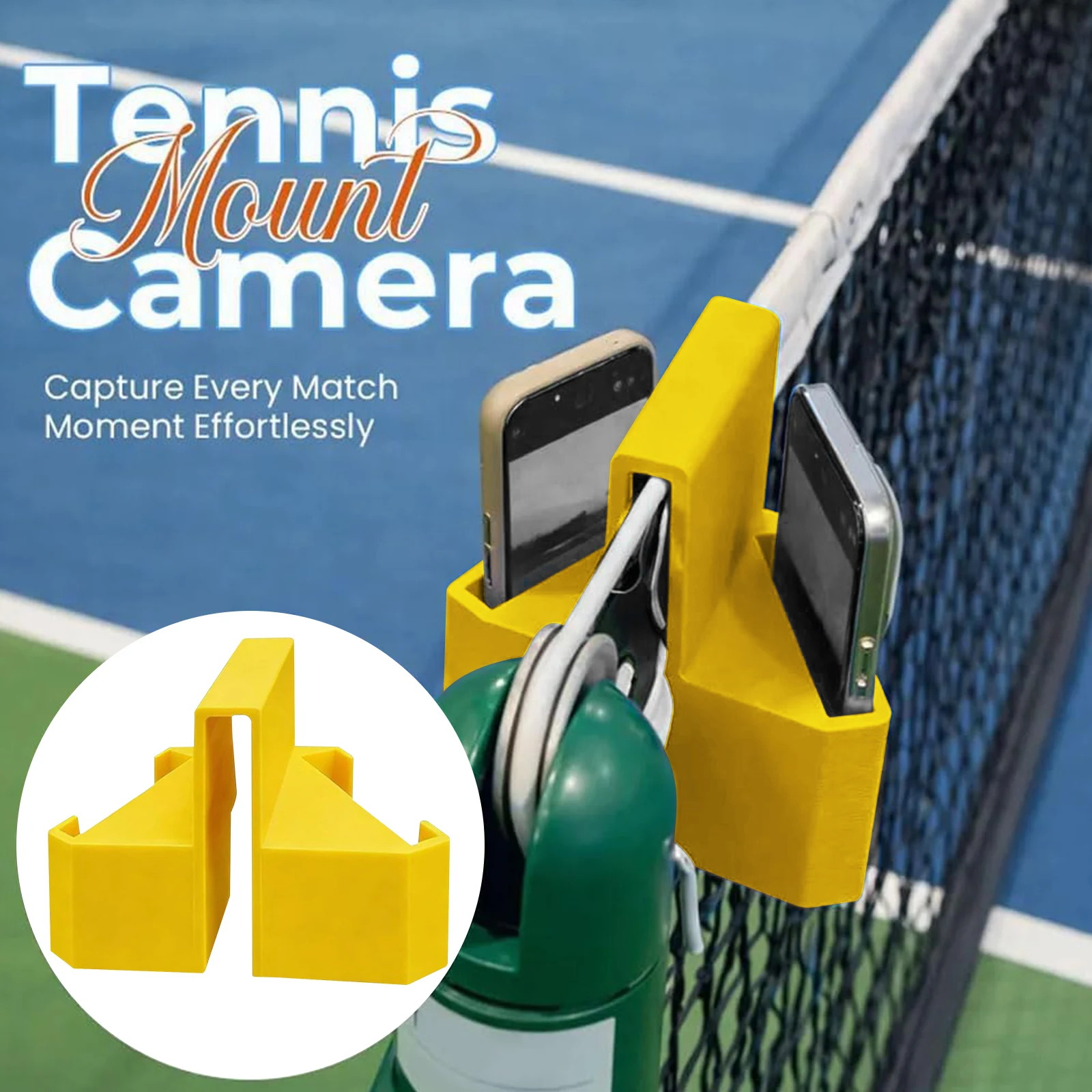 

Dual Perspective Phone Action Camera Holder Tennis Net Camera Mount for Video Recording Training & Match Analysis Tool