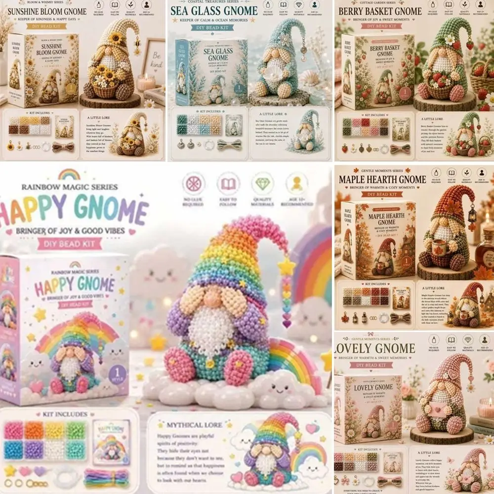 

Handmade Cozy Gnome 3D Beaded Kit Collection Material Package Craft Bead Weaving Kit with Colorful Beads DIY Bead Craft Kit