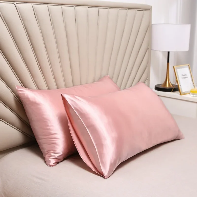 Taie d'oreiller en satin soyeux, housse de coussin confortable, décoration d'intérieur, beauté des cheveux, 100%