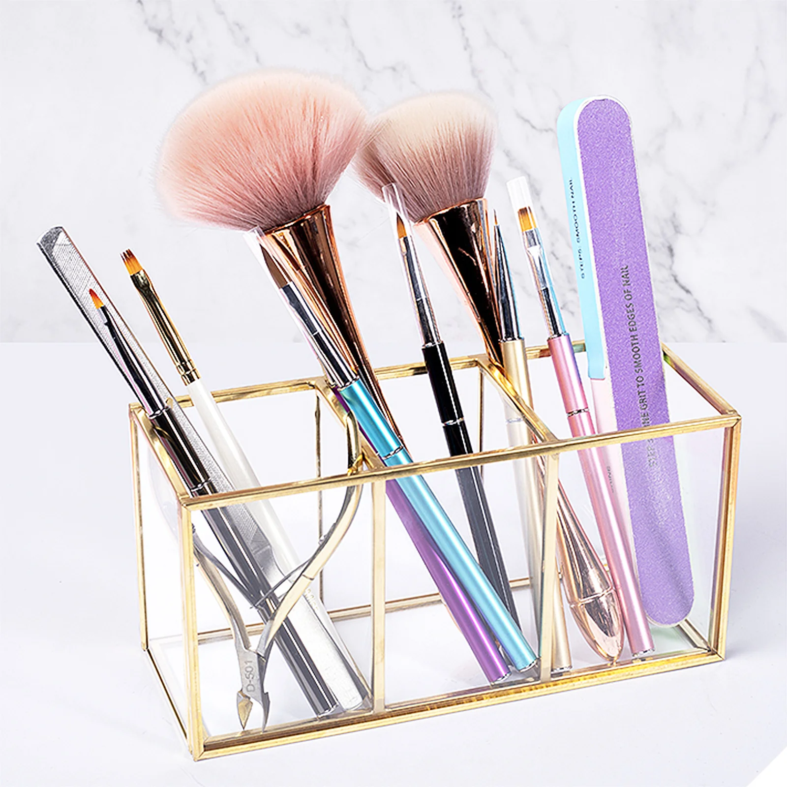 

Decorative Storage Boxes for Makeup Glass Organizer Countertop with Lid Container