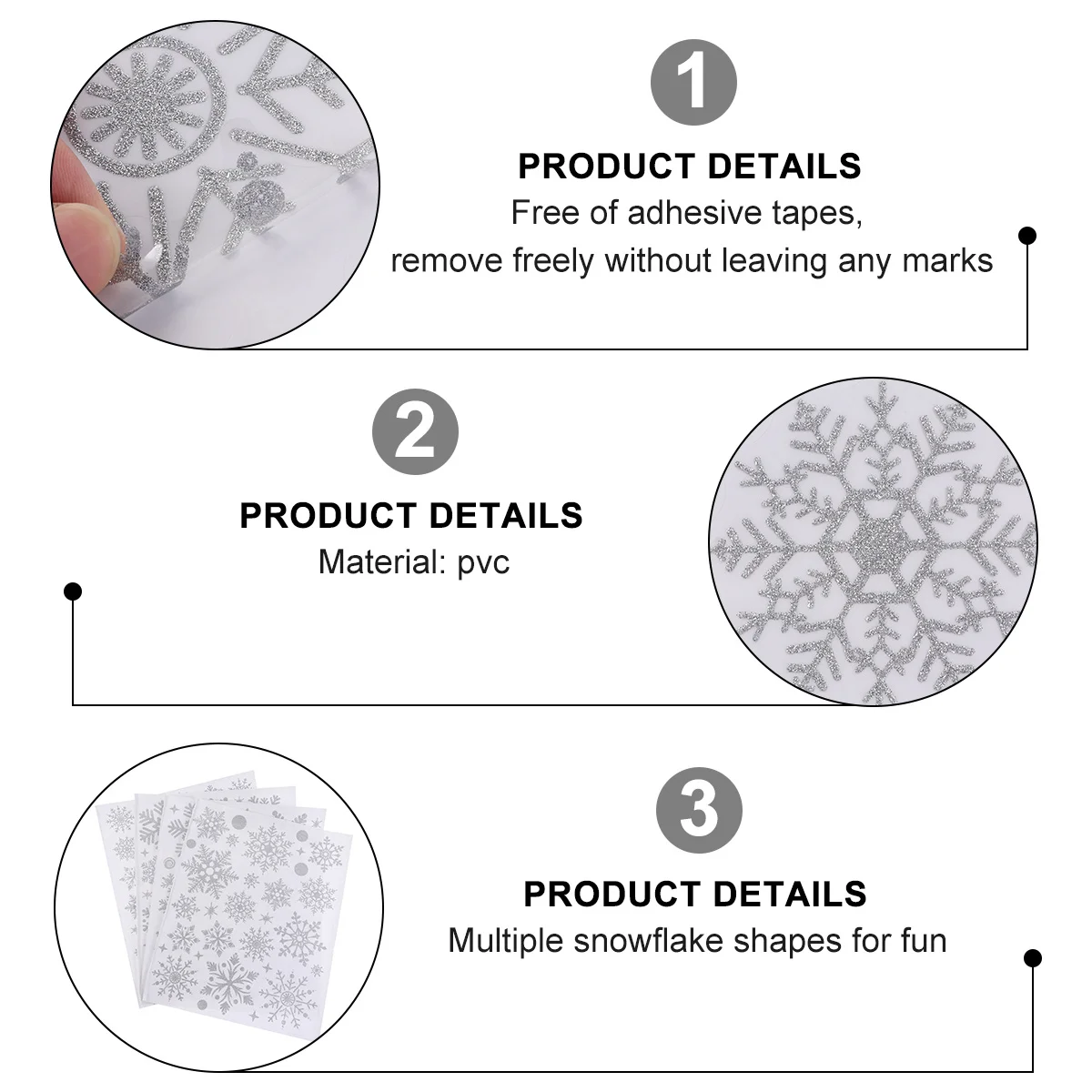 

4Pcs Snowflake Christmas Window Stickers Removable PVC Decals for Glass Home Bedroom Living Room Nursery Party