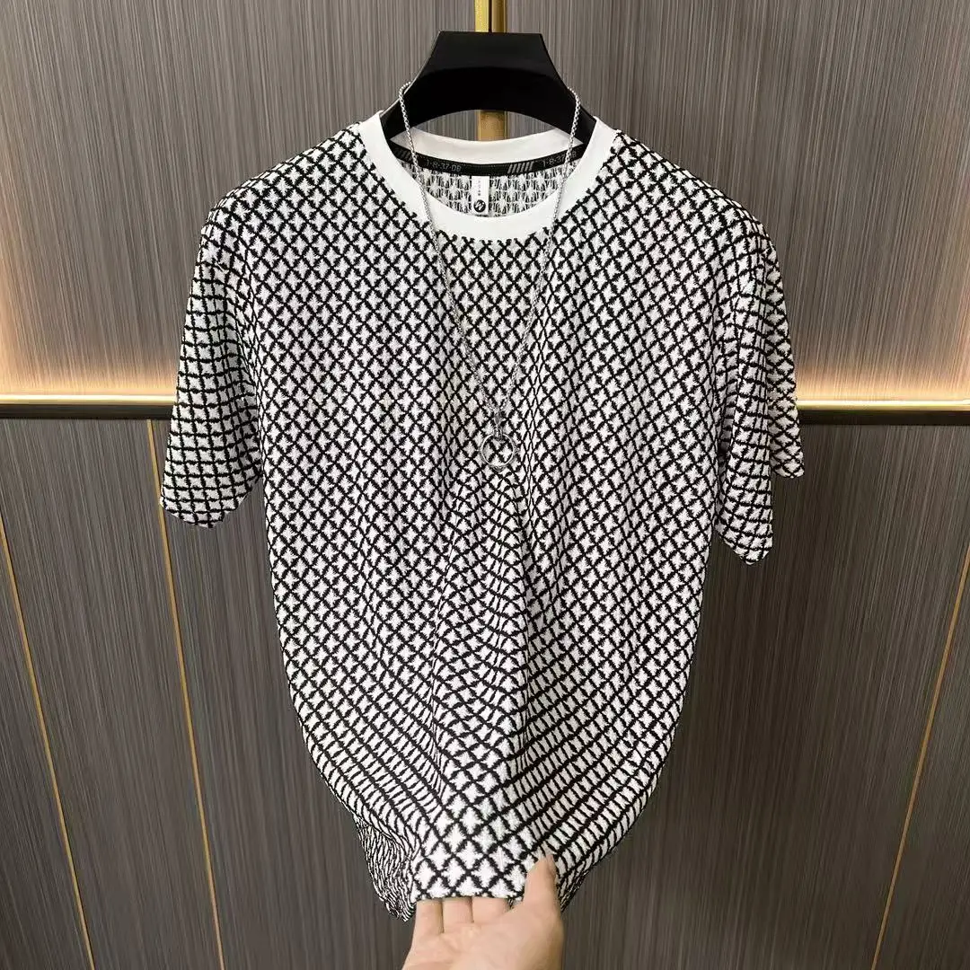 Summer Men's New Style Fashion Casual Jacquard Short-Sleeved T-Shirt Polo Shirt