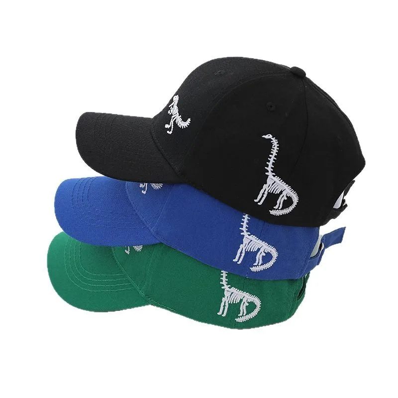 

Модные бейсболки с вышивкой динозавров черного, синего и зеленого цвета, регулируемые бейсболки для детей от 2 до 8 лет