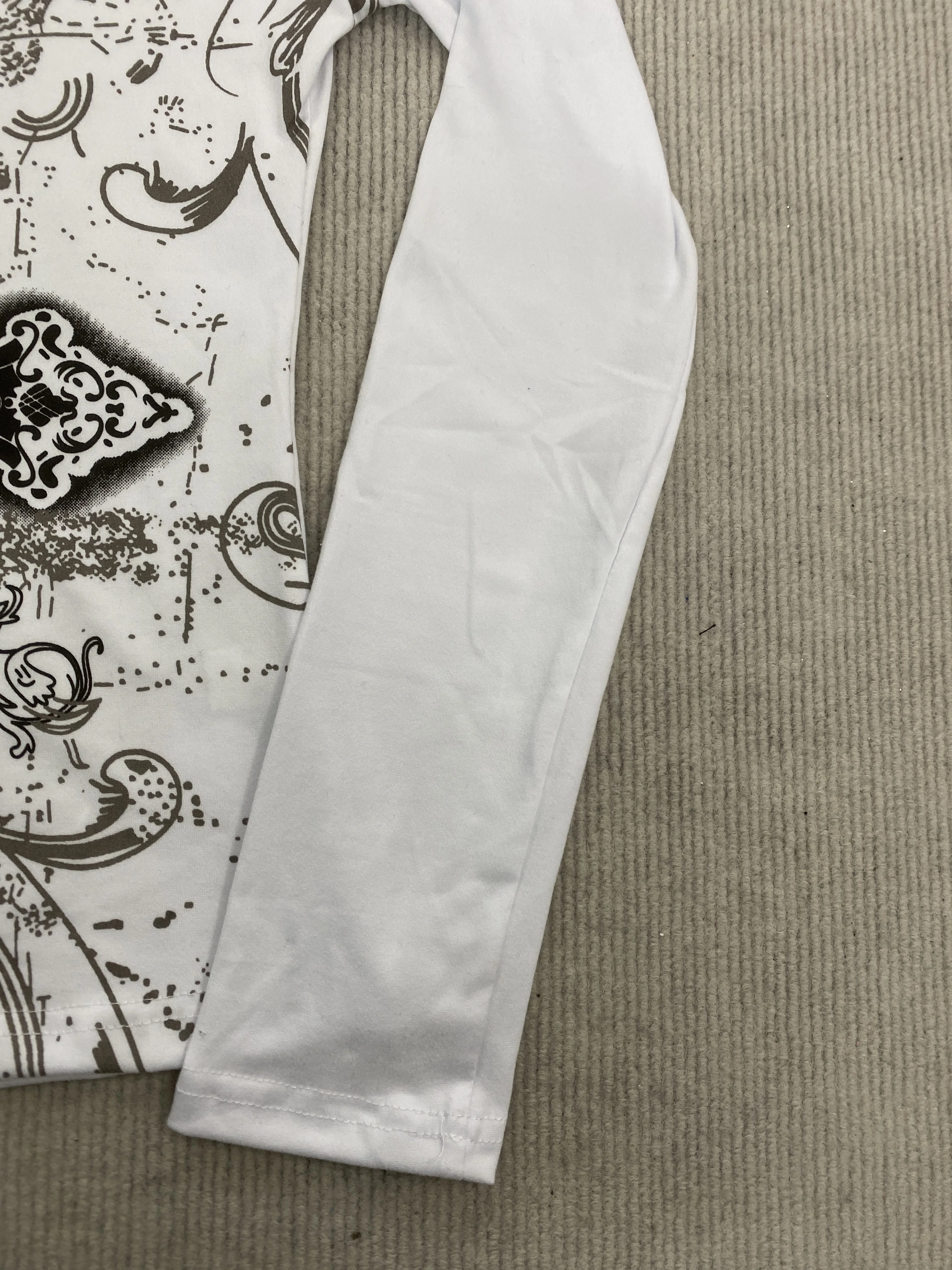 Gothic Retro Y2K Damen-T-Shirt mit Rundhalsausschnitt und langen Ärmeln, dunkler High-Street-Spice-Girl-Stil, tailliert, Herbstmode – Detail 10