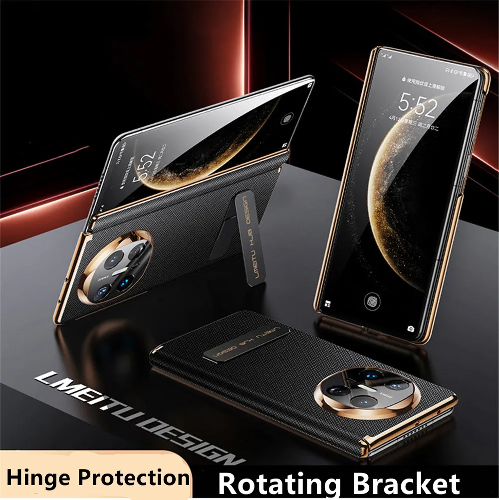 

Premium Natural Cowhide Leather Half-Wrapped Case for uawei Mate X6 Magnetic Hinge Bracket Cover