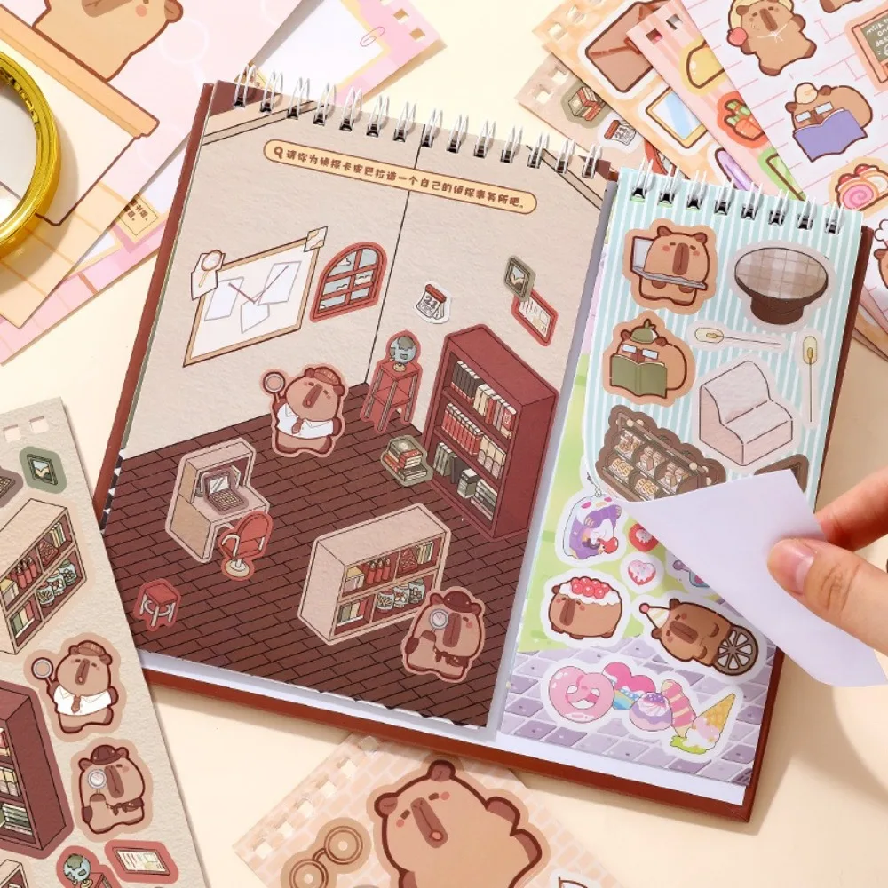 New Cartoon Capybara Sticker Handmade Stationery Gifts Sticker Book Education Toy DIY Accessories Quiet Book