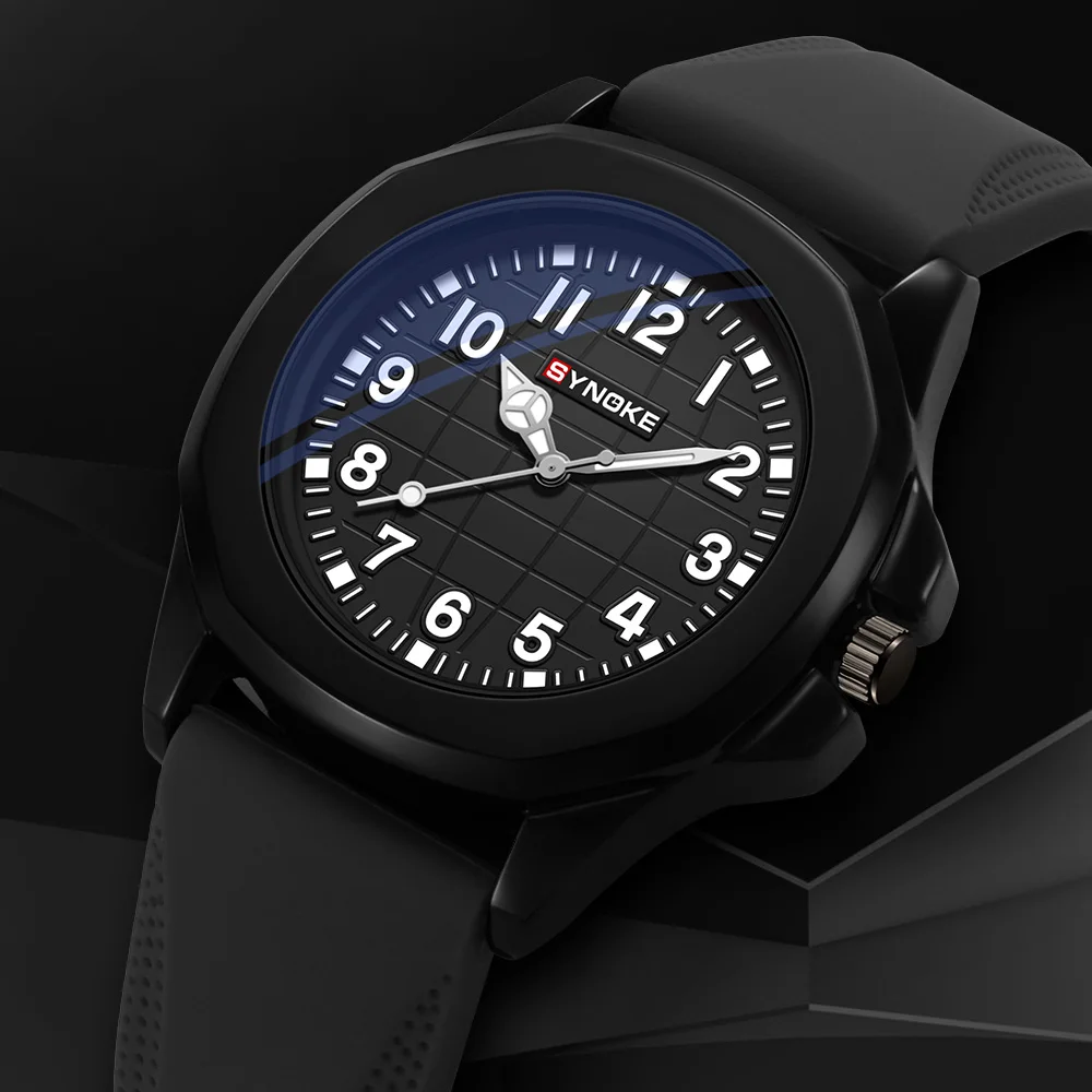 SYNOKE Quartz Watch Fashion Simple Business Silicon Retro Quartz Watch For Men Watch Student Wristwatch Sports Non Mechanical