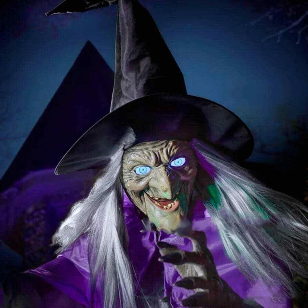 Animated Halloween Prop Flying Witch Decoration Halloween Celebration 6 Feet Garden Spooky Hovering Witch Design