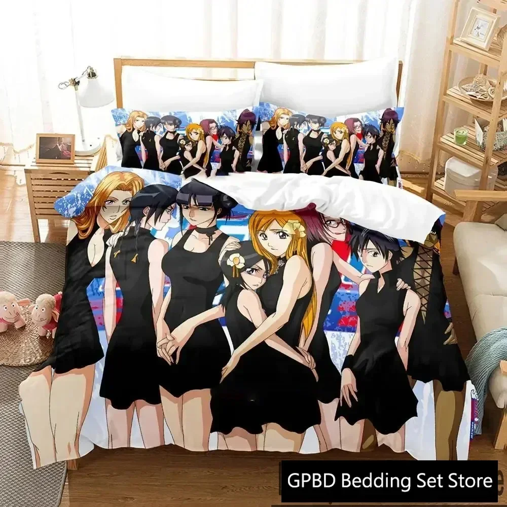 

Luxury New 3D Print Anime Bleach Kurosaki Ichigo Bedding Set Duvet Cover Bed Set Quilt Cover king Queen Size Boys Adult Bedding