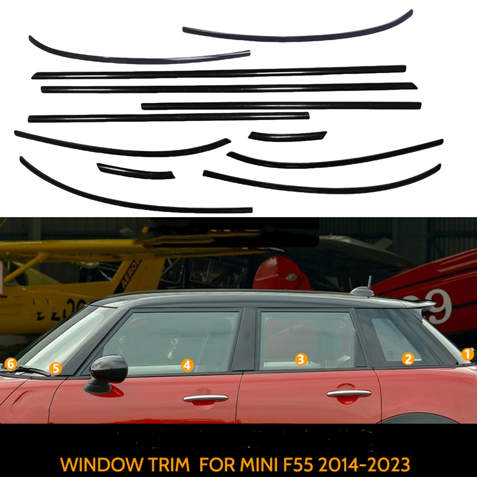 

Exterior Window Trim Strip For MINI Cooper F55 5 Door 2014-2023 Black Door Waterproof Seal Shade Moulding Molding Decorative