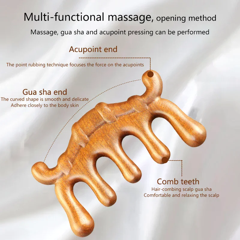 Exquisite Carving Wooden Massage Comb Sandalwood Scalp Head Oil Massager Scalp Hair Comb Tools Multifunctional Meridian Combing