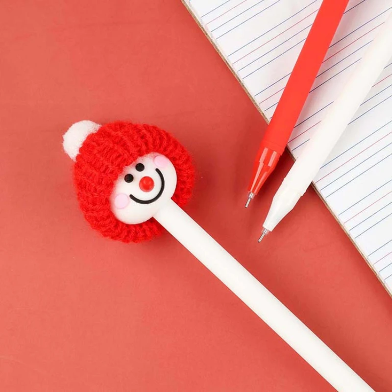 30Pcs Christmas Snowman Gel Pens Cute Knit Hat Santa Pens Holiday Stationery Party Favors Stocking Stuffers Gifts Kids Students