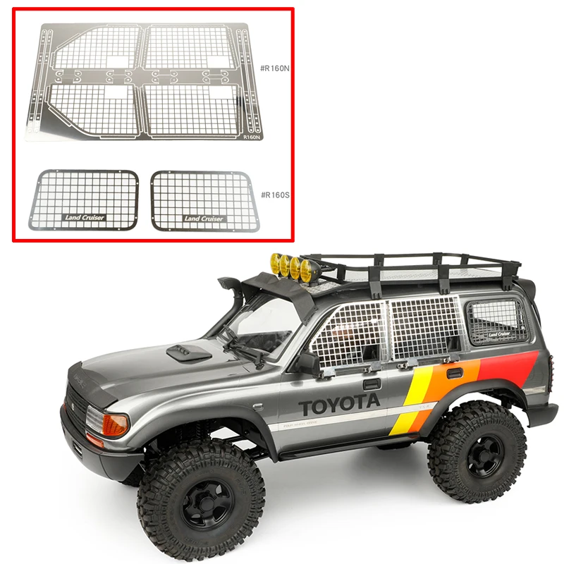 Metalowa składana siatka ochronna na tylną szybę, składana siatka na okno do samochodu RC Crawler 1/10 Traxxas FCX10 LC80, części tuningowe