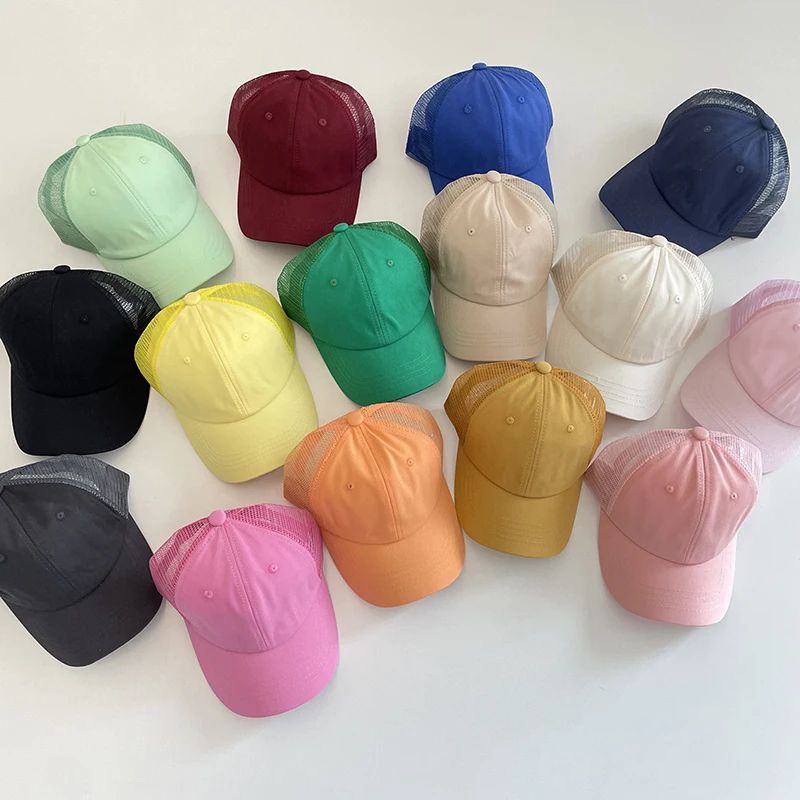 Summer Kids Baseball Cap Casual Solid Children Caps Sun Hat Boys Girls Outdoor Accessories 2-8Y