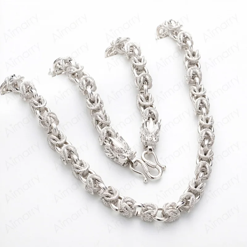 925 Sterling Silver Double Head Thick Necklace, Unisex