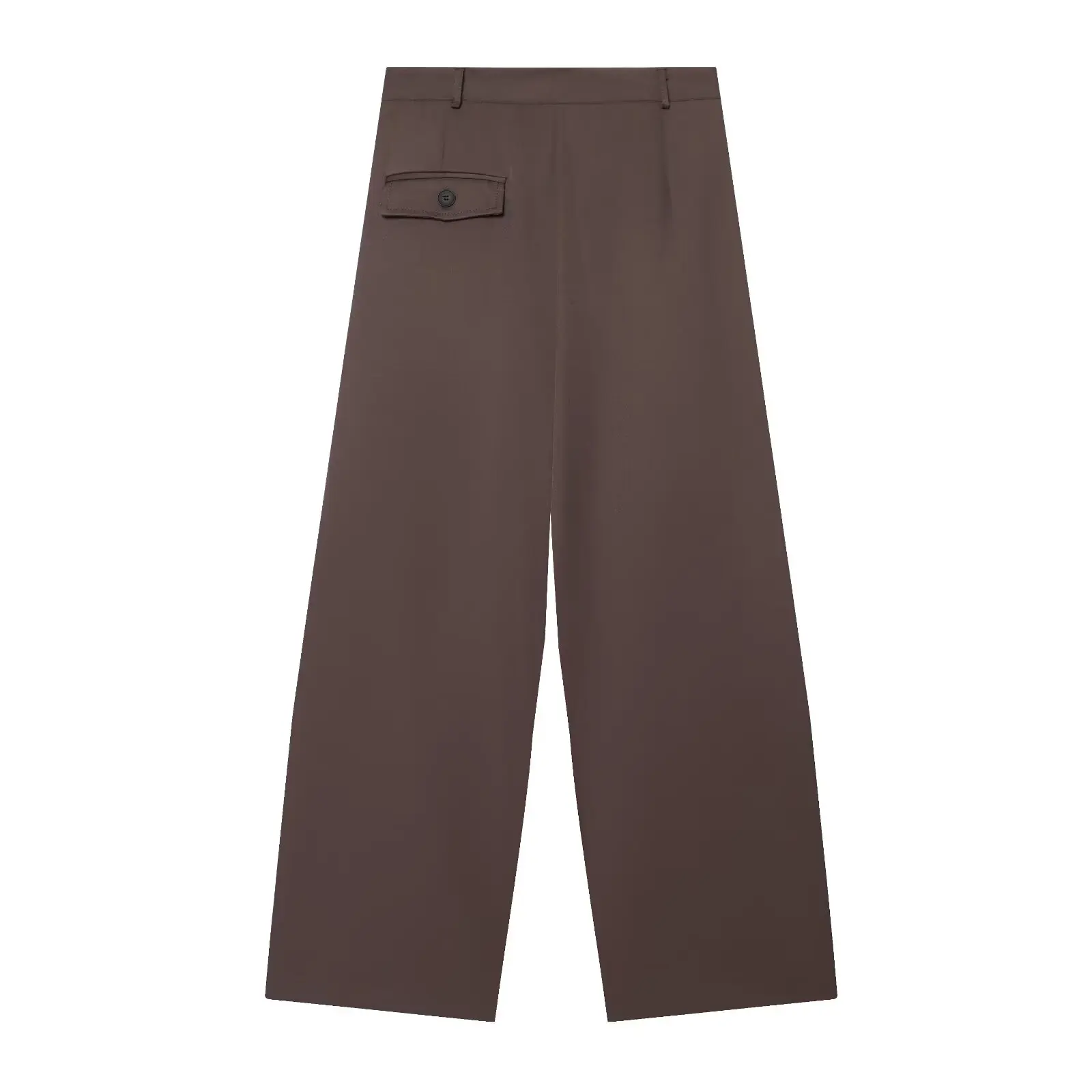 TFMLN Damen Mode Weite Hosen Vintage Hohe Taille Reißverschluss Lässige Gerade Hochgeschnittene Plissierte Lange Hosen Neu – Detail 5